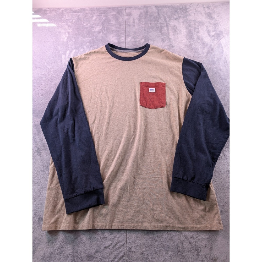 Patagonia Responsibili-Tee Long Sleeve Pocket T-Shirt Tan Navy XL